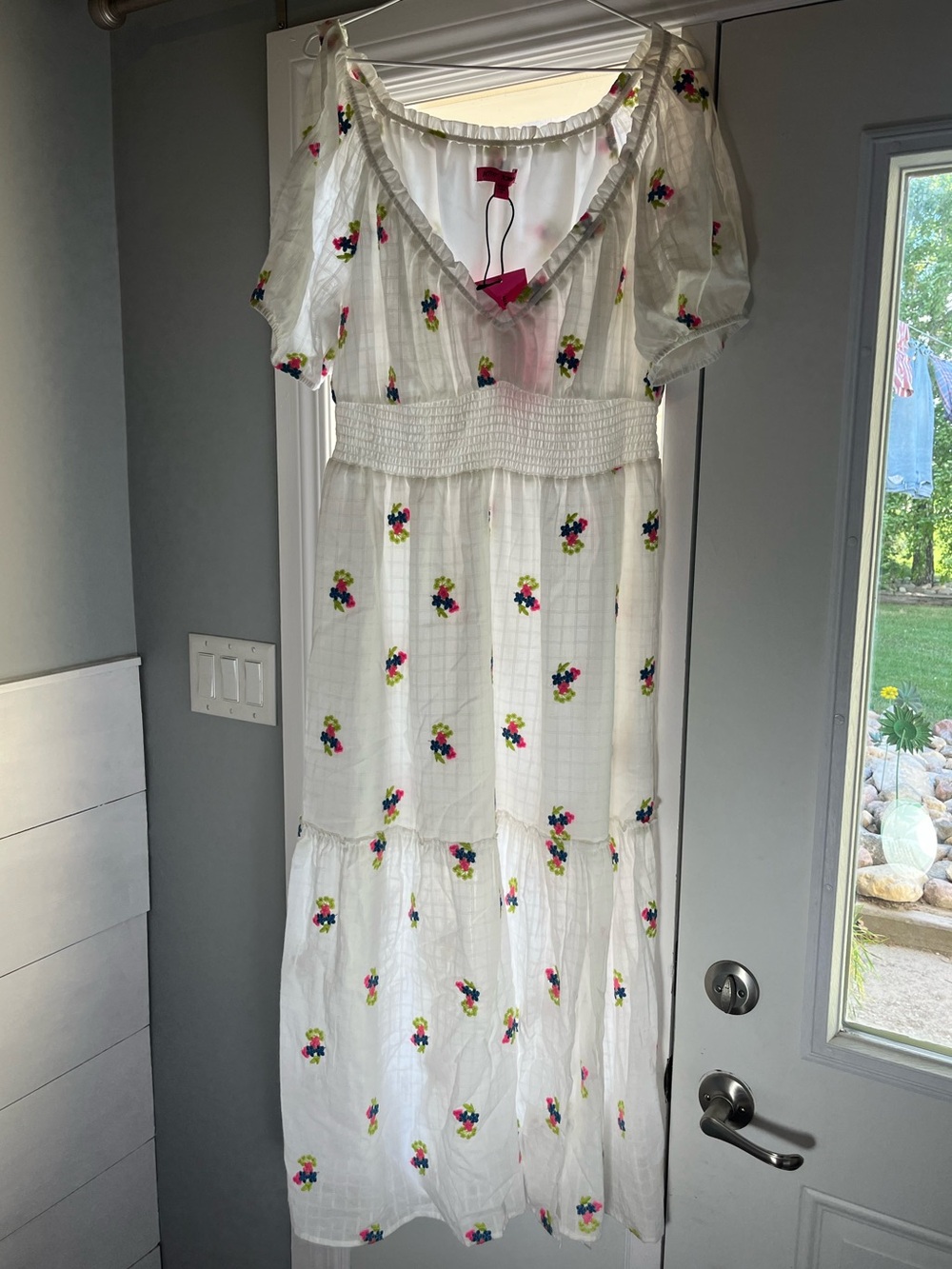 Betsey Johnson White Floral Embroidered Maxi Dress